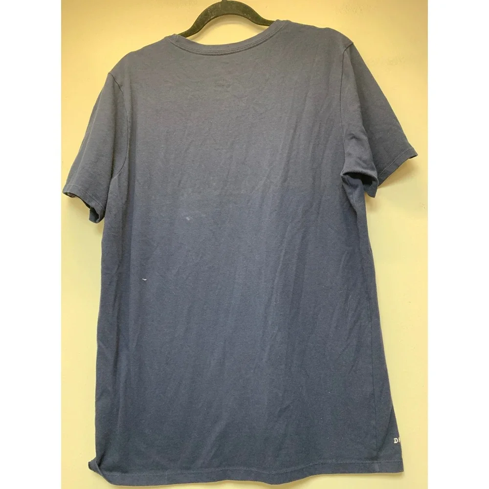 Nike‎ Dri-FIT Graphic T-Shirt Mens Large Navy Blue Excellent Camo Swoosh Logo
